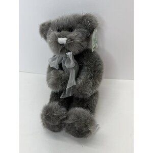 Vintage A & A Aurora Sterling Grey Silver Bear Plush Floppy 12" Stuffed Animal